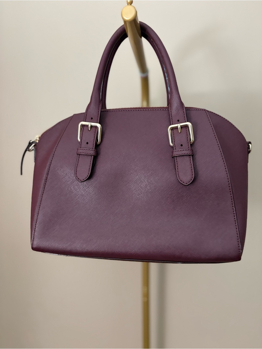 kate spade Plum Textured Leather Dome Satchel with Gold Hardware - Picture 3 of 6